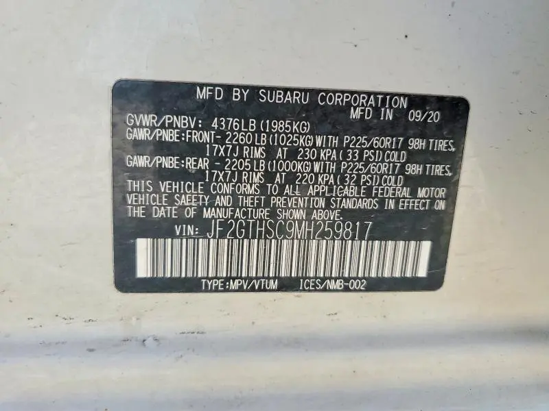 2021 SUBARU CROSSTREK SPORT  