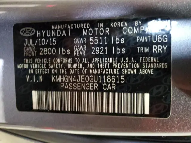 2016 HYUNDAI GENESIS 3.8L  