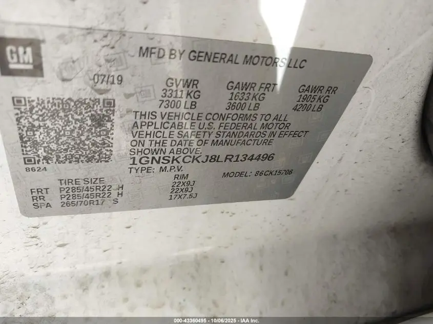 2020 CHEVROLET TAHOE 4WD PREMIER