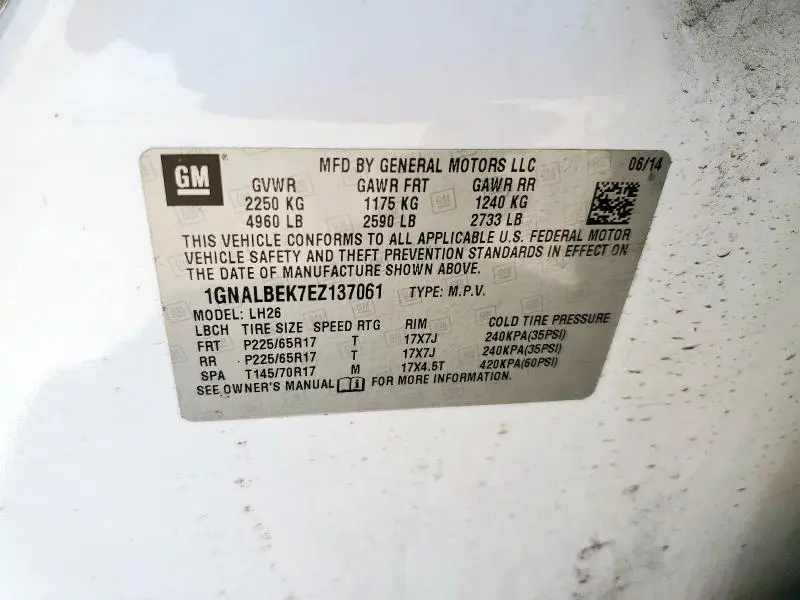 2014 CHEVROLET EQUINOX LT  