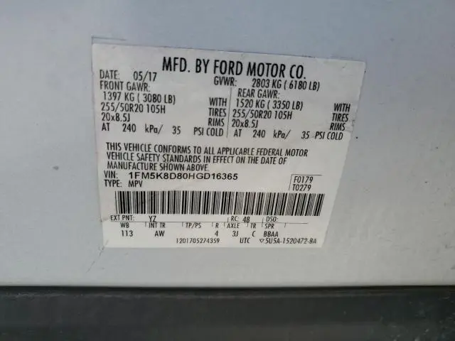 2017 FORD EXPLORER XLT  