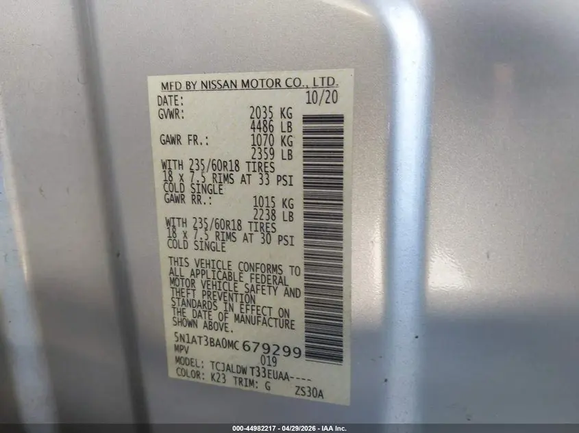 2021 NISSAN ROGUE SV FWD