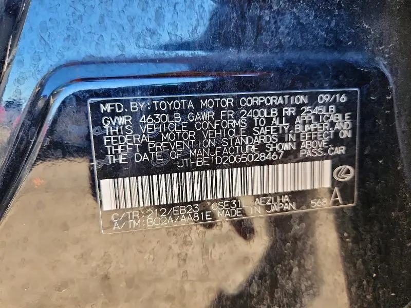 2016 LEXUS IS 350 BASE  