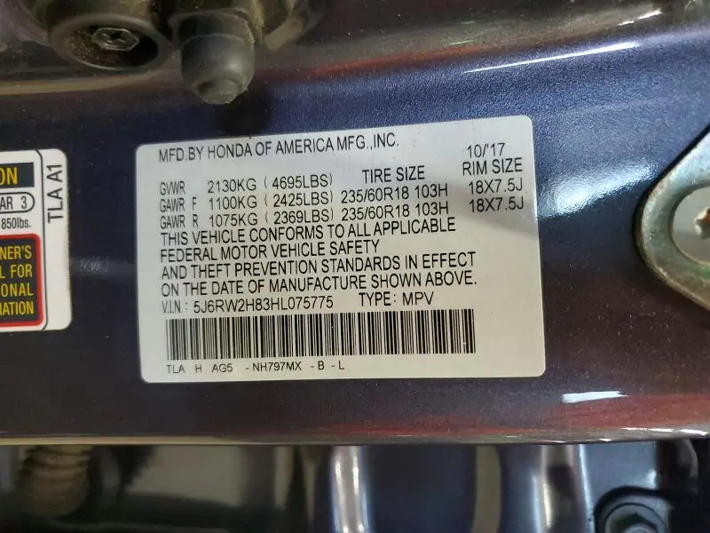 2017 HONDA CR-V EXL  