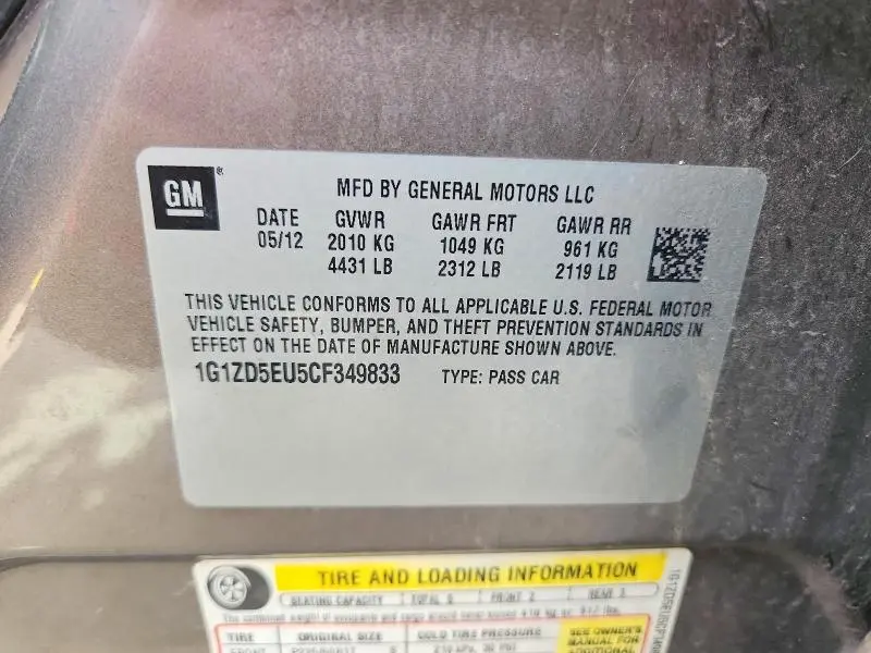 2012 CHEVROLET MALIBU 2LT  