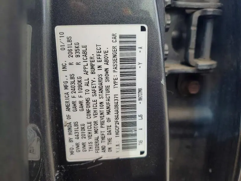2010 HONDA ACCORD   