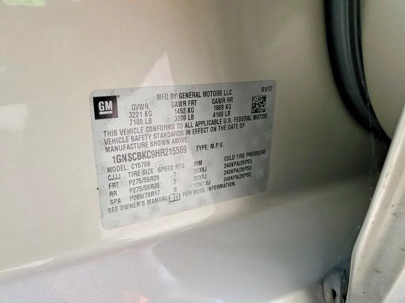 2017 CHEVROLET TAHOE C1500 LT  