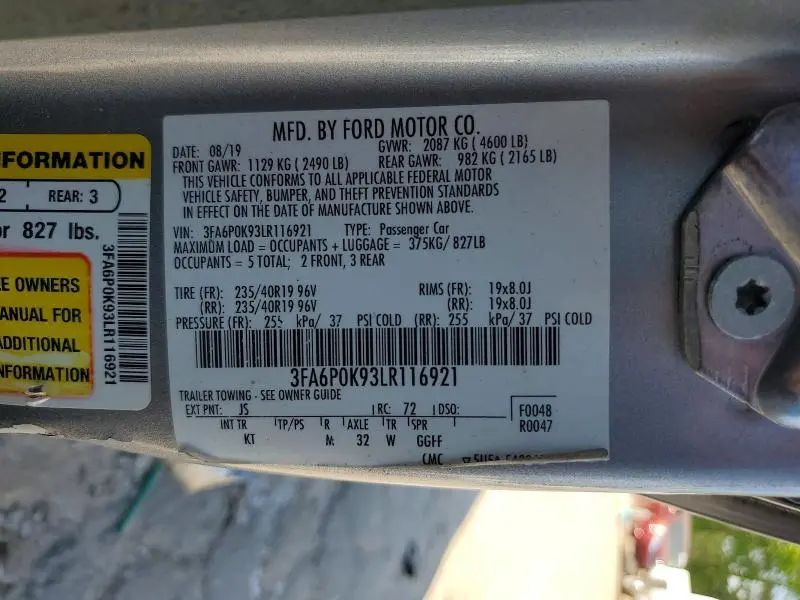2020 FORD FUSION TITANIUM  