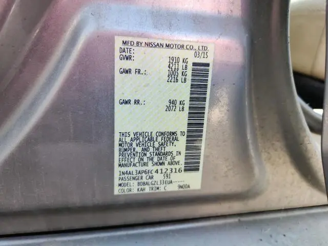 2015 NISSAN ALTIMA 2.5 S  