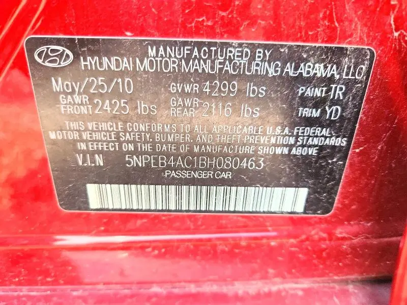 2011 HYUNDAI SONATA GLS  