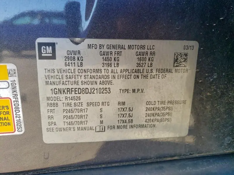 2013 CHEVROLET TRAVERSE LS  