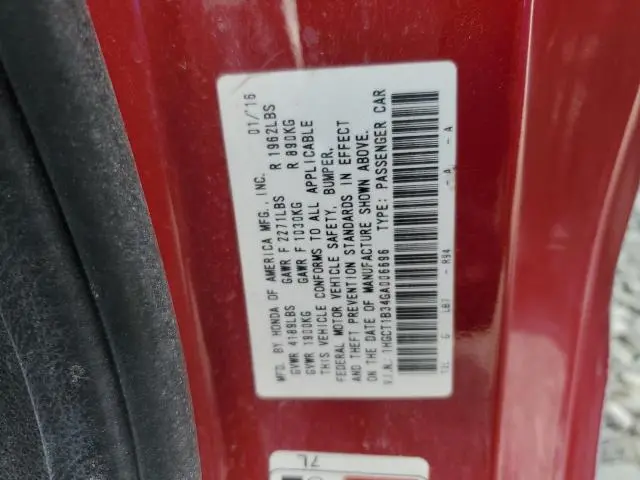 2016 HONDA ACCORD LX-S  