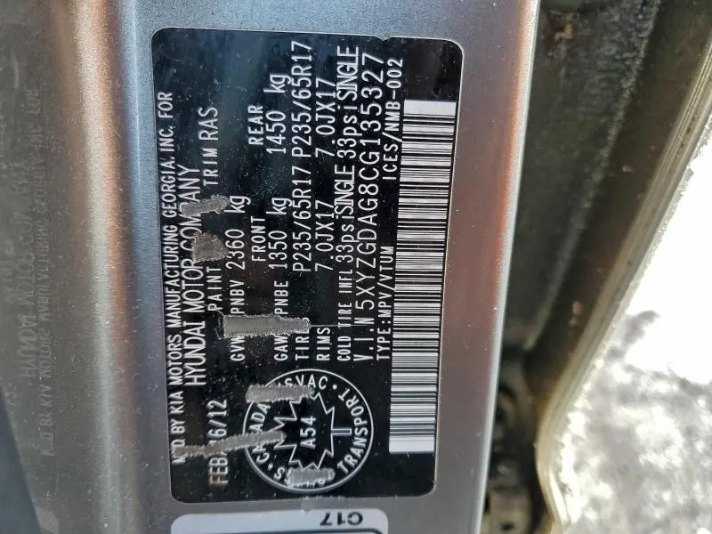 2012 HYUNDAI SANTA FE GLS  