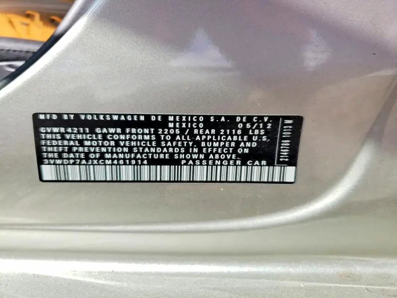 2012 VOLKSWAGEN JETTA SE  