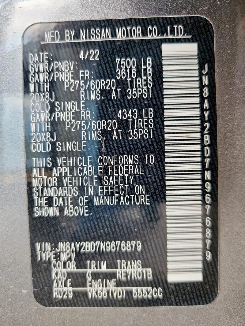 2022 NISSAN ARMADA SL  