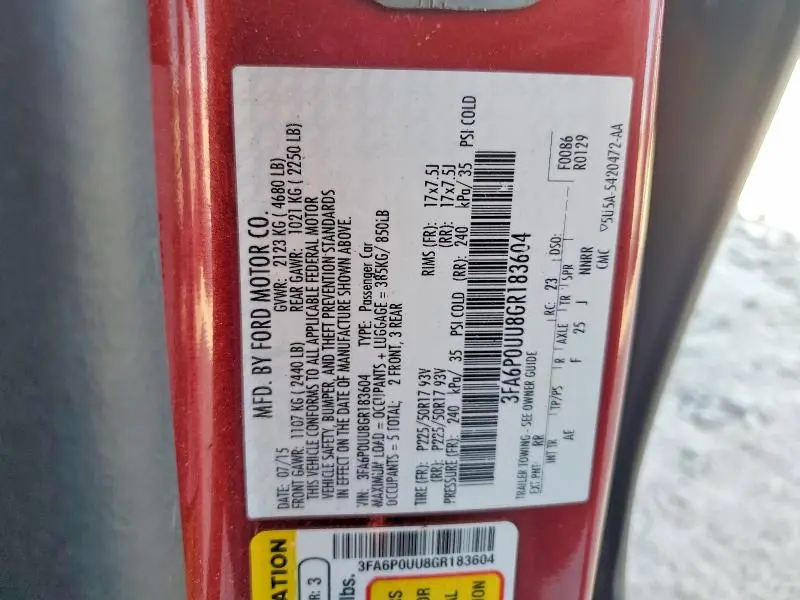 2016 FORD FUSION S HYBRID  