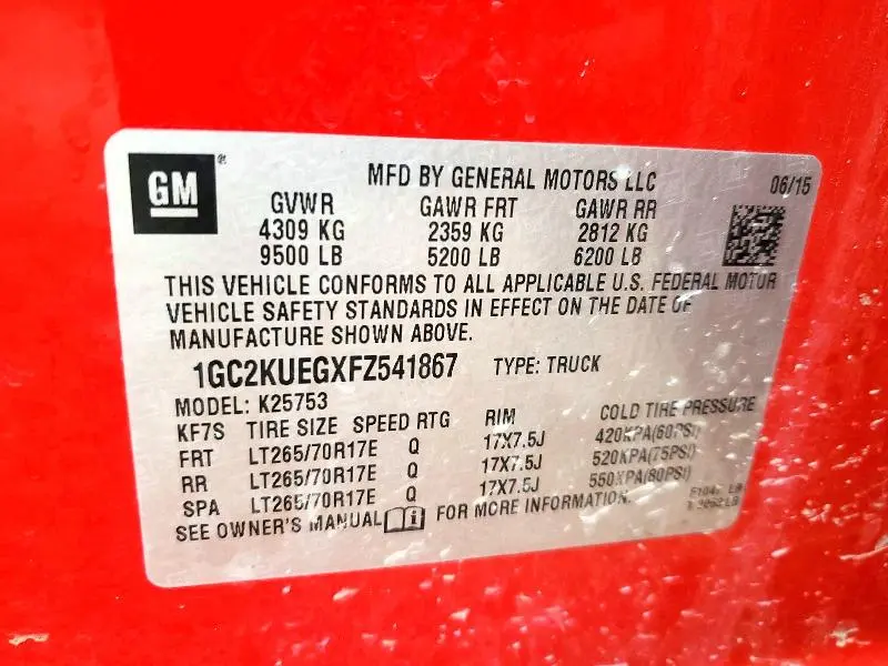 2015 CHEVROLET SILVERADO K2500 HEAVY DUTY  