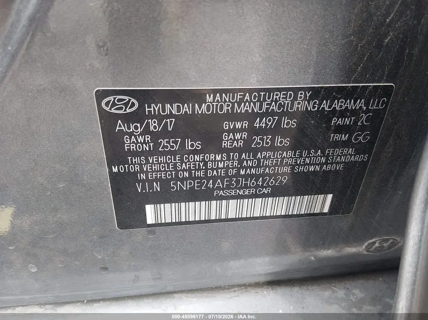 2018 HYUNDAI SONATA SE