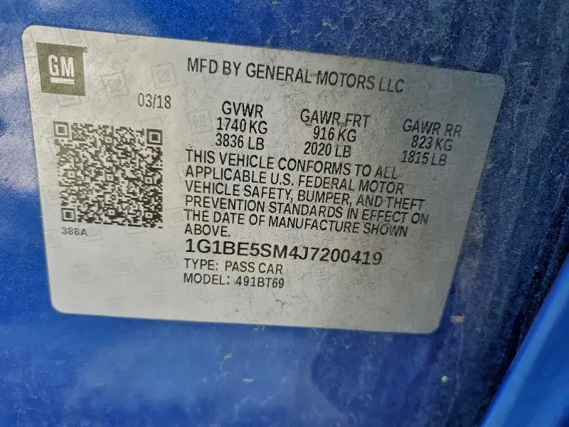 2018 CHEVROLET CRUZE LT  