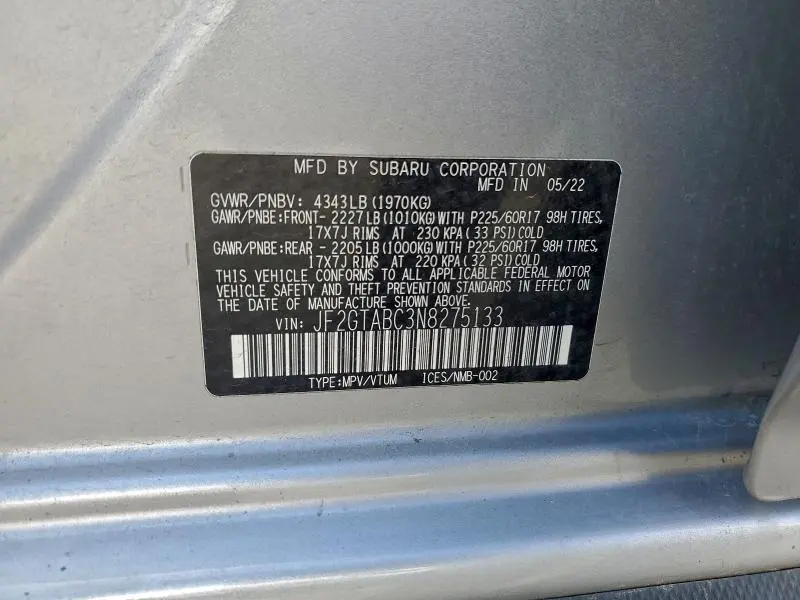 2022 SUBARU CROSSTREK   