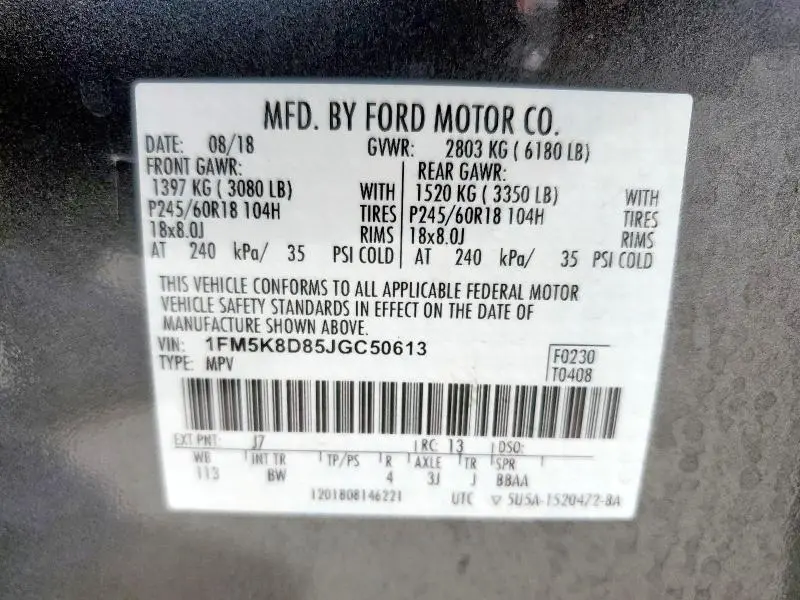 2018 FORD EXPLORER XLT  