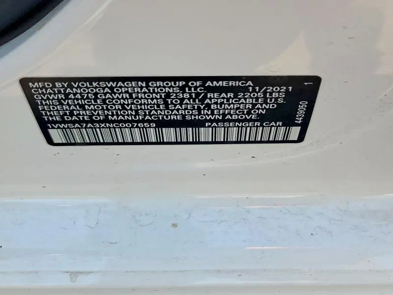 2022 VOLKSWAGEN PASSAT SE  