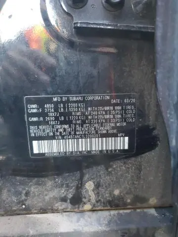 2020 SUBARU OUTBACK LIMITED  