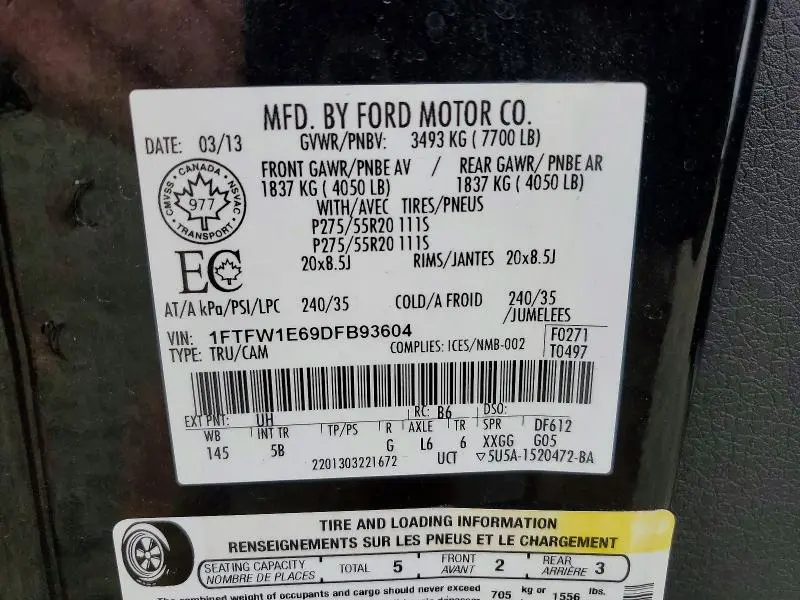 2013 FORD F150 SUPERCREW  