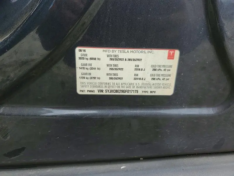 2016 TESLA MODEL X   