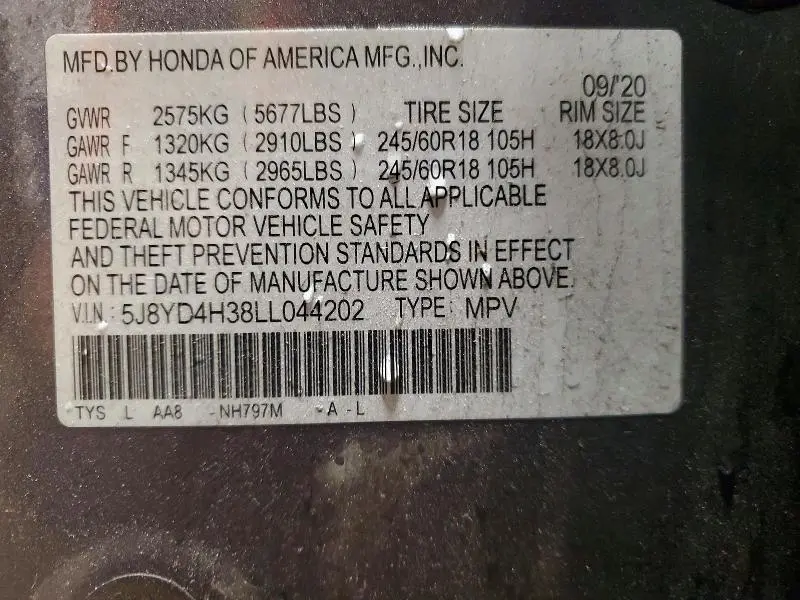 2020 ACURA MDX   