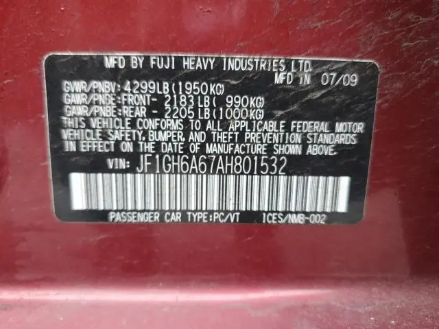 2010 SUBARU IMPREZA 2.5I  
