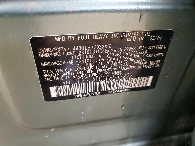 2015 SUBARU FORESTER 2.5I PREMIUM  