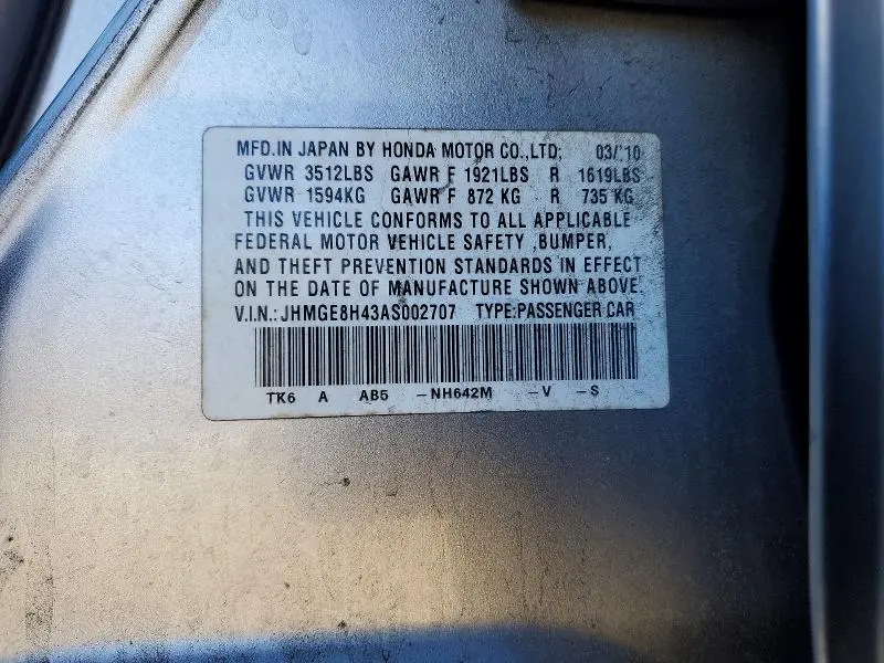 2010 HONDA FIT SPORT  