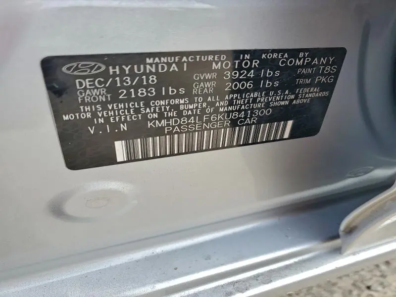 2019 HYUNDAI ELANTRA SEL  