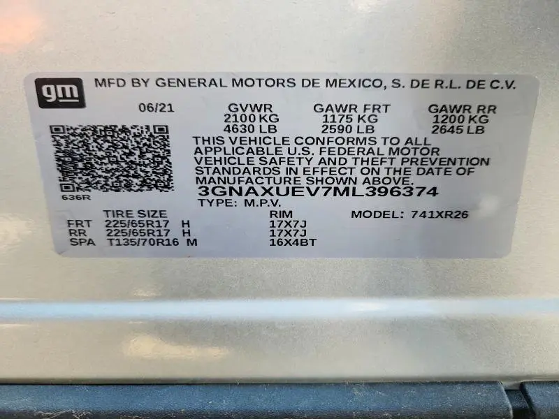 2021 CHEVROLET EQUINOX LT  