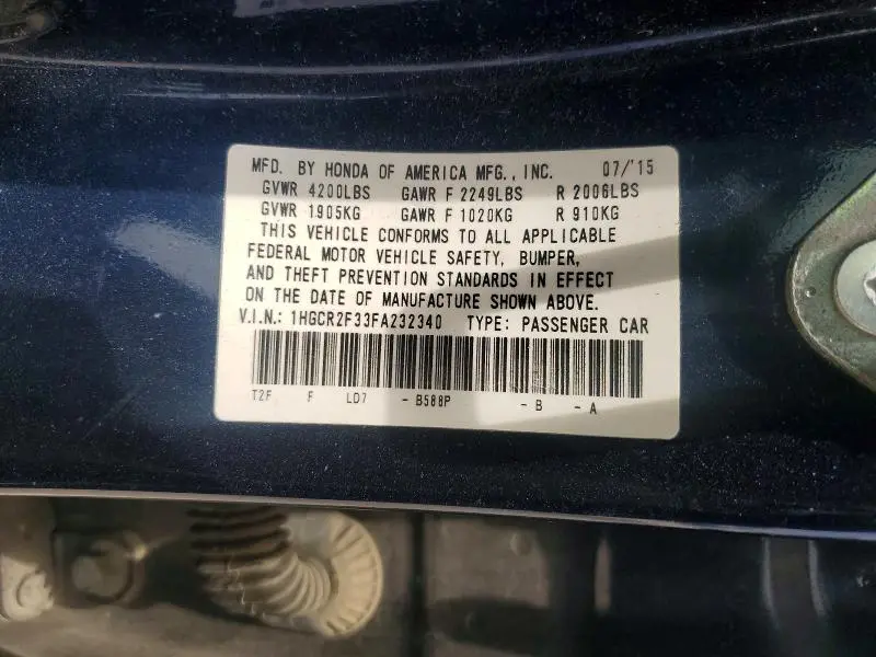 2015 HONDA ACCORD LX  
