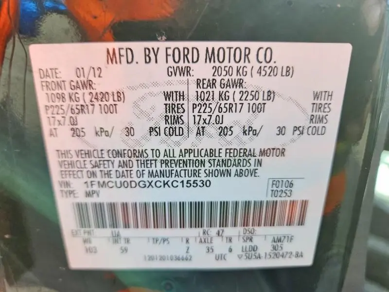 2012 FORD ESCAPE XLT  