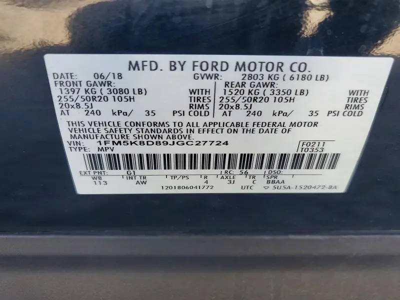2018 FORD EXPLORER XLT  