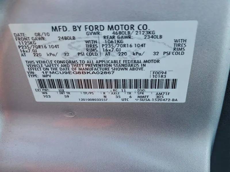 2011 FORD ESCAPE LIMITED  