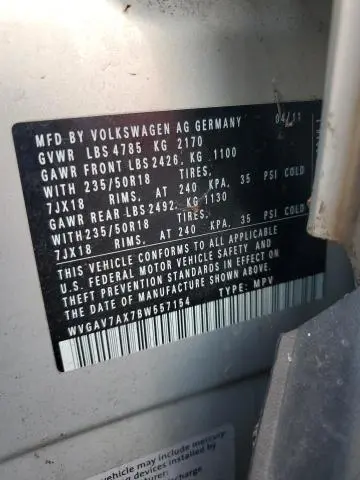 2011 VOLKSWAGEN TIGUAN S  