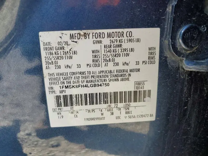 2020 FORD EXPLORER LIMITED  