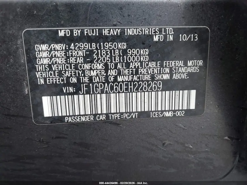 2014 SUBARU IMPREZA 2.0I PREMIUM