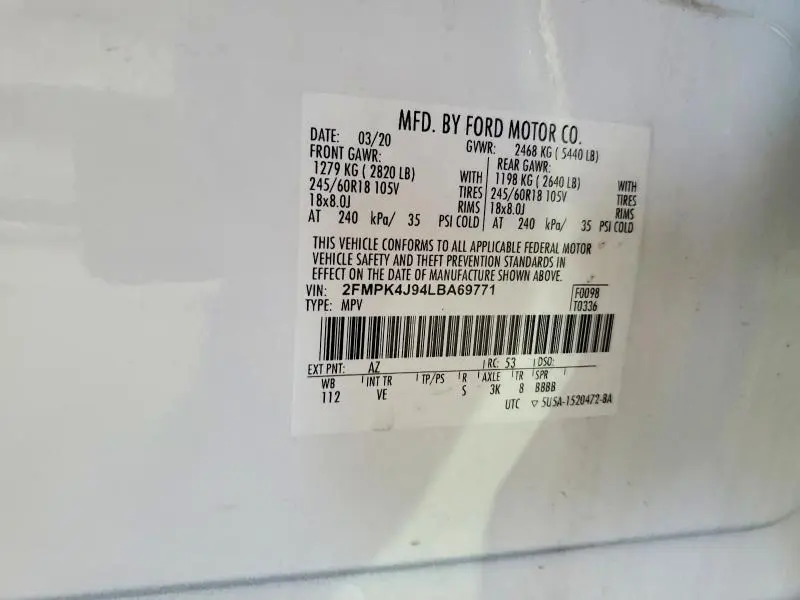 2020 FORD EDGE SEL  