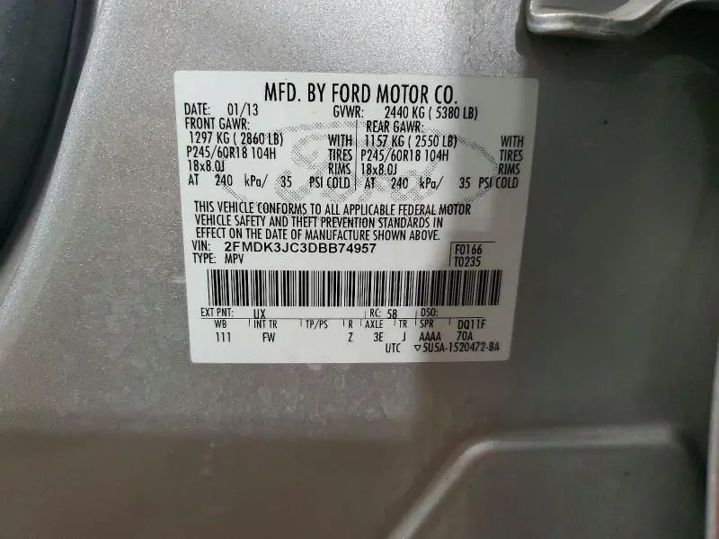 2013 FORD EDGE SEL  