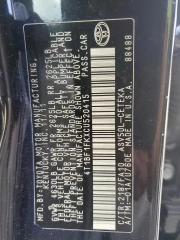 2012 TOYOTA CAMRY BASE  