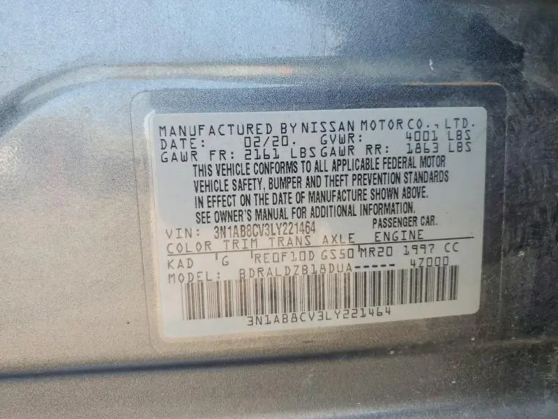 2020 NISSAN SENTRA SV  