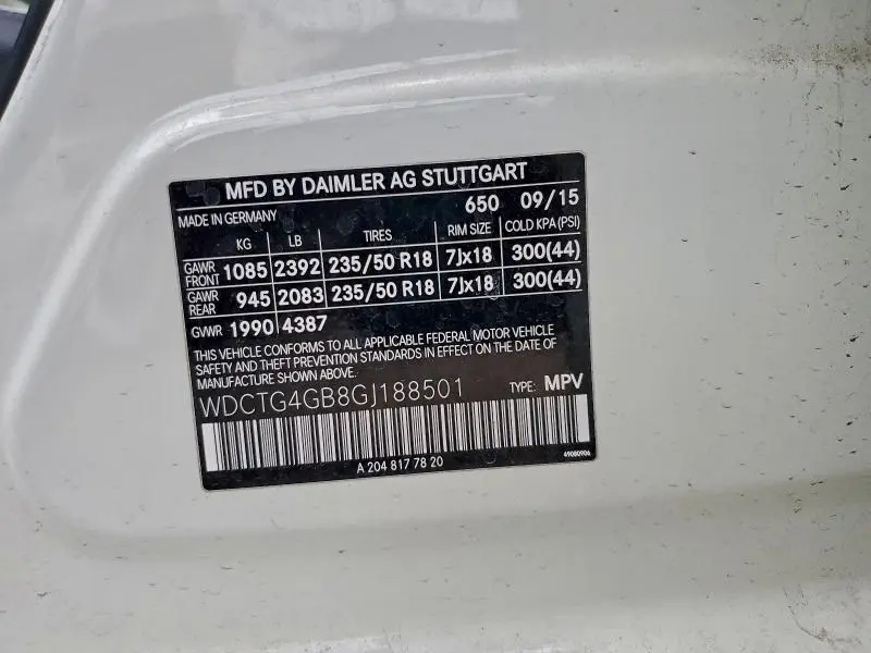 2016 MERCEDES-BENZ GLA 250 4MATIC  