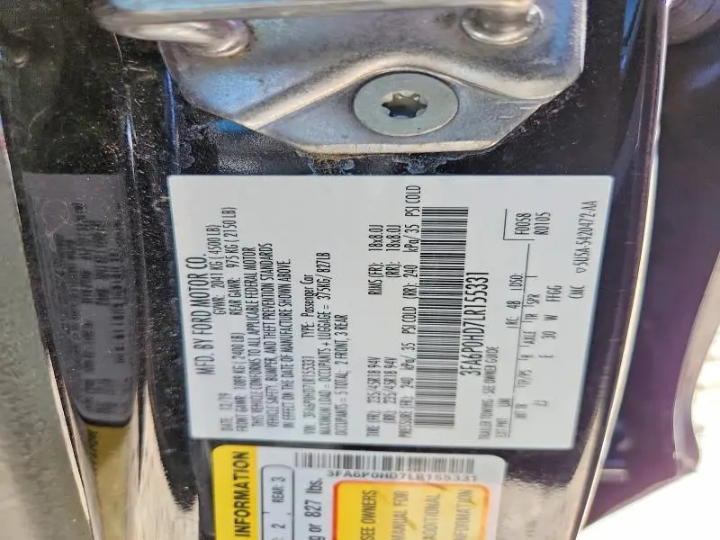2020 FORD FUSION SE  
