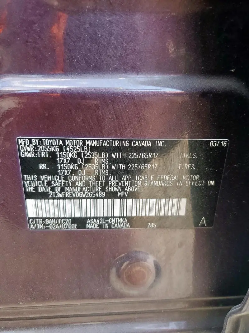 2016 TOYOTA RAV4 XLE