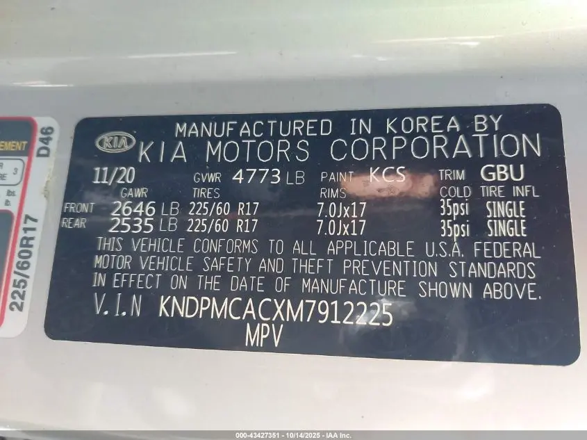 2021 KIA SPORTAGE LX